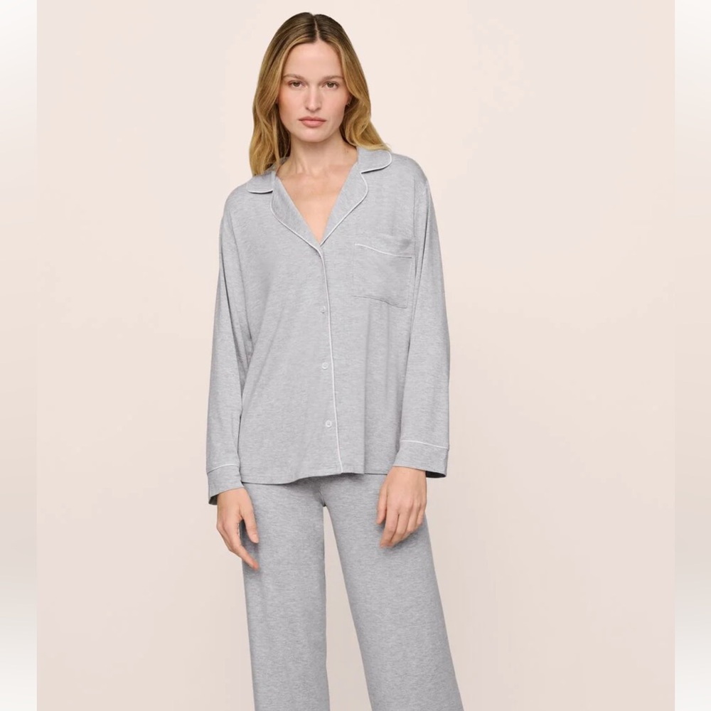 Eberjey Gisele TENCEL™ Modal Long PJ Set Heather Gray/Pink